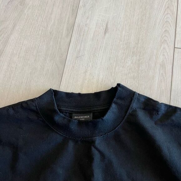 BALENCIAGA unisex black distress shirt size m - Picture 8 of 14